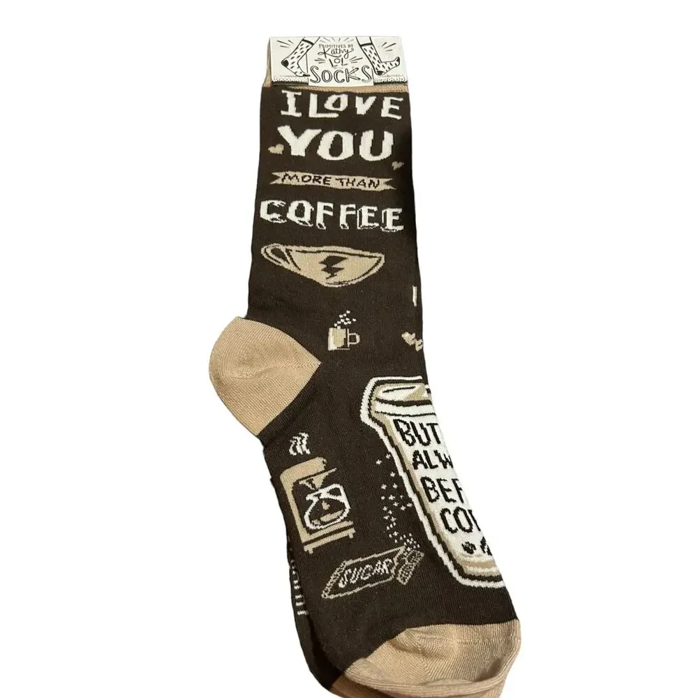Primitives by Kathy Socks Love You more than Coffee NWT